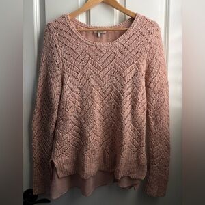 Lucky Brand Chevron Crochet Layered Sweater Womens Size L